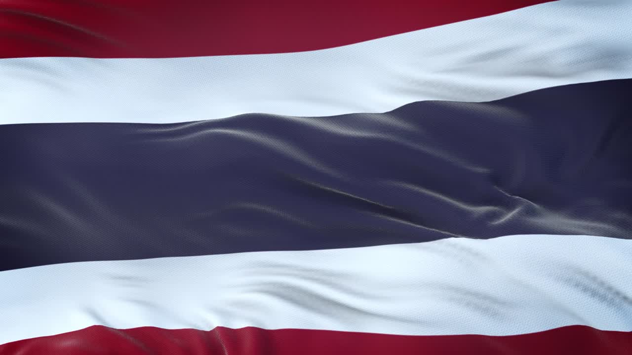 флаг таиланда, размахивающийся на ветру с очень подробной текстурой ткани.