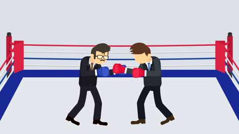 business man battle in boxing gloves. business competition concept. loop illustration in flat style.