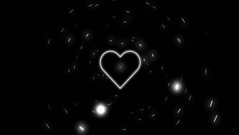 animación del icono del corazón de las redes sociales sobre luces brillantes sobre un fondo oscuro