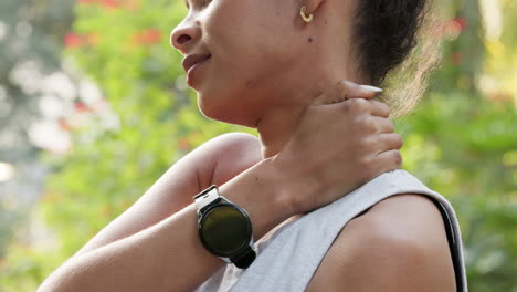 woman massage neck pain, athlete sport injury