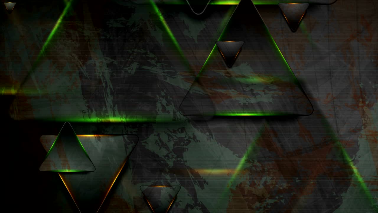 negro y verde brillante triángulos naranja fondo de movimiento abstracto
