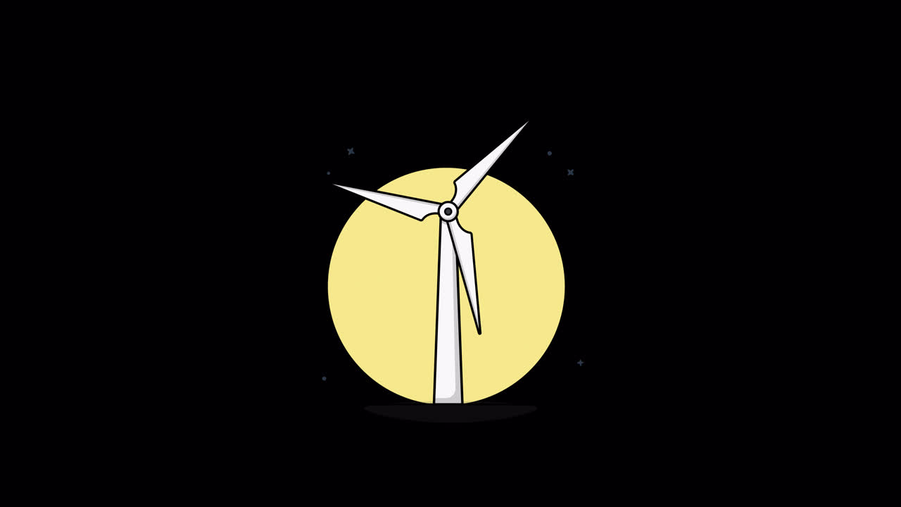 Animated Wind Turbine Spinning for Renewable Energy