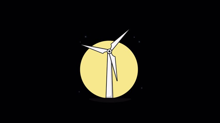 Turbina eolica animata che gira per l'energia rinnovabile
