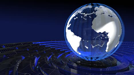 el mapa digital del mundo es el bucle de fondo del estudio de noticias.