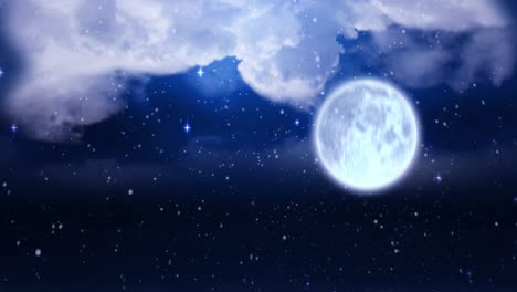 animation of sky with clouds over moon and snow