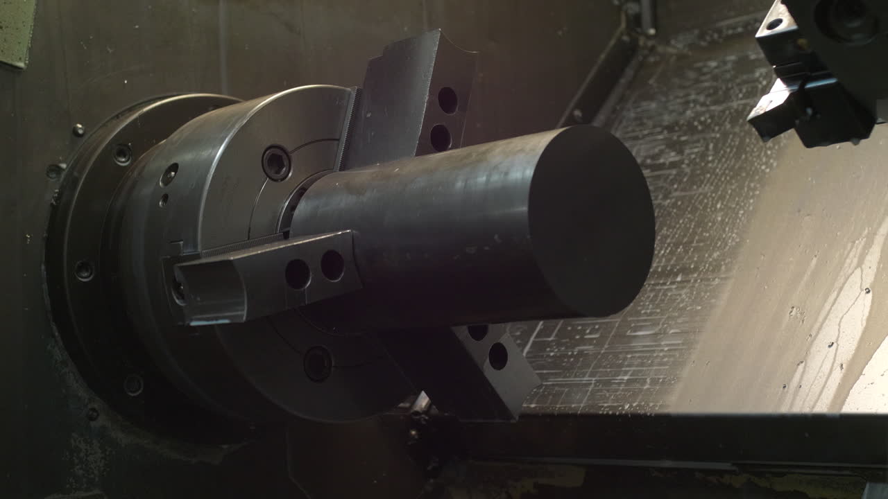 Lathe CNC machine slow motion. 4k 25p 10bit AppleProRes