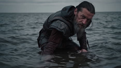 viking warrior in the water