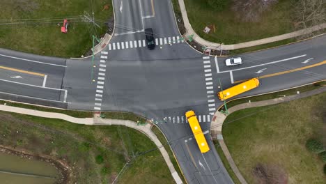 School bus at traffic intersection in USA