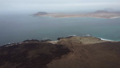 aerial view of lanzarote island at the seashore of the atlantic ocean in spain.