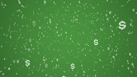 white symbols of us currency dollar on a green background. simple seamless loop business motion graphic animated elements