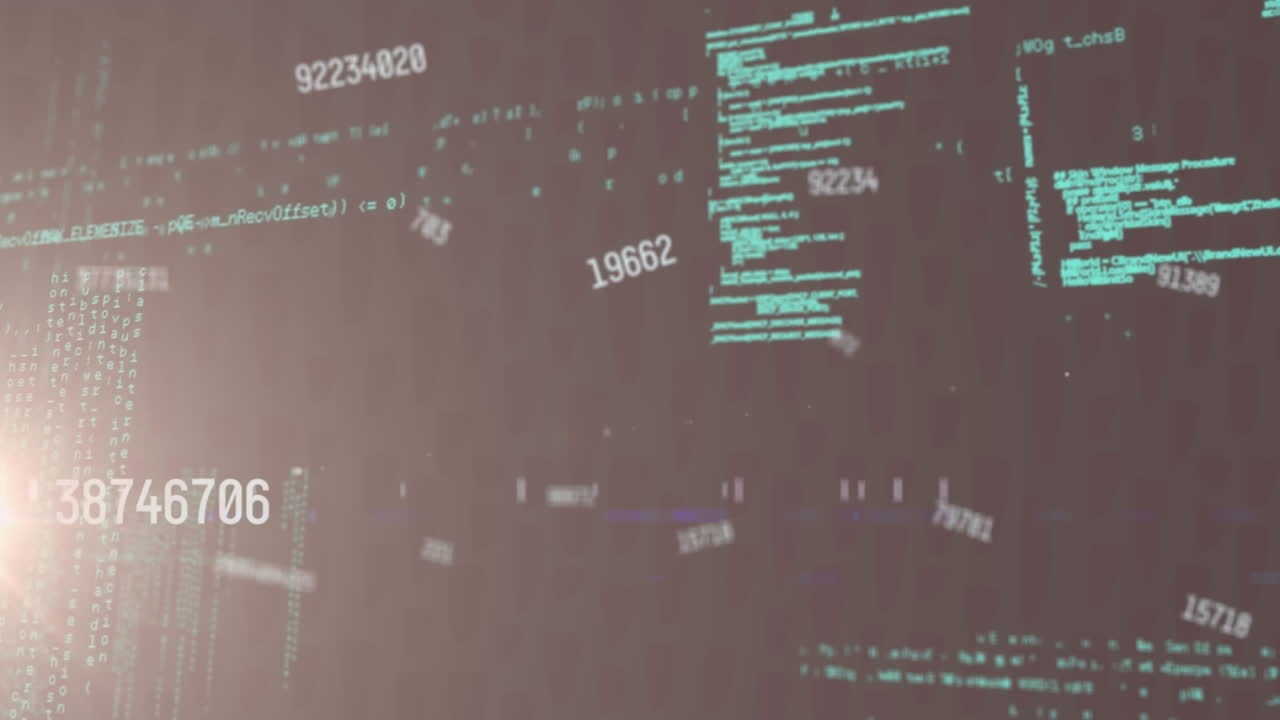 Animation of data processing on blue background