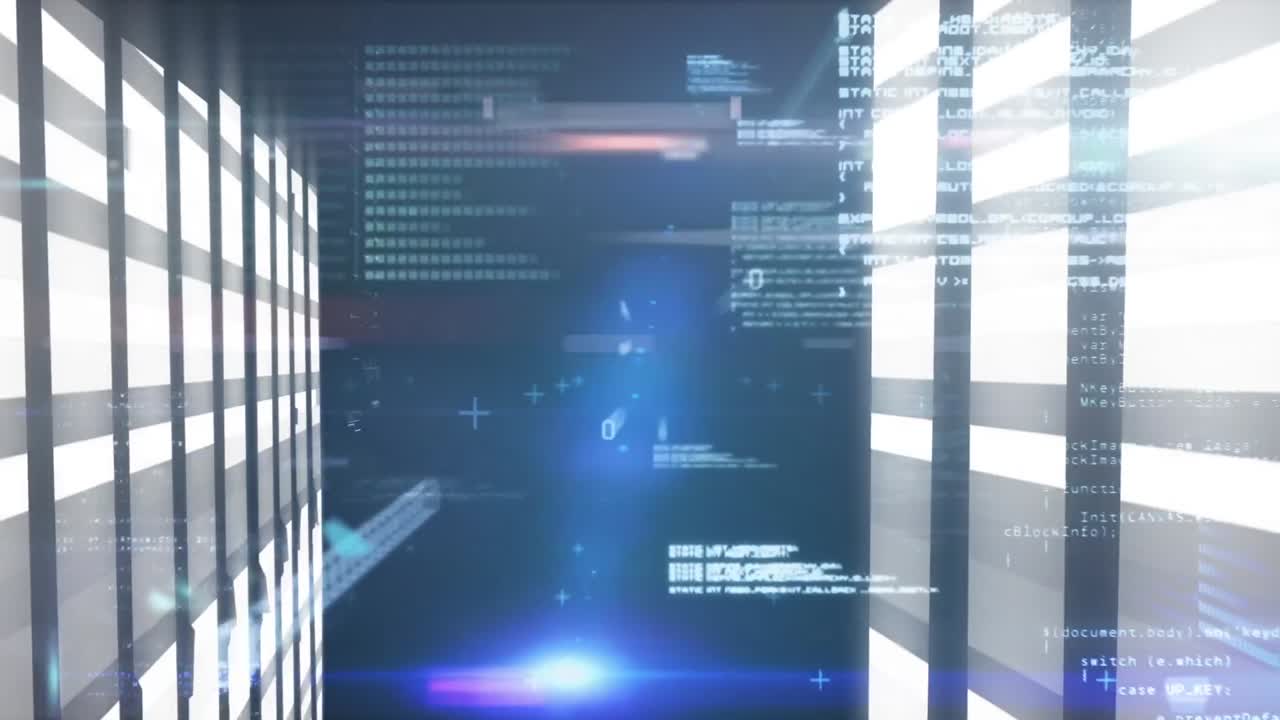 Animation of digital interface over server room