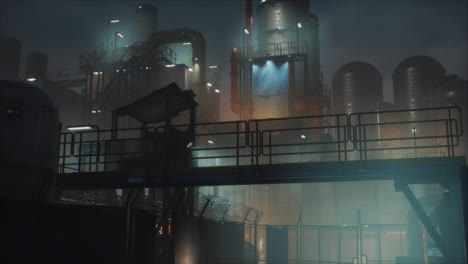 Fabrik-Der-Petrochemischen-Industrie-In-Der-Nacht