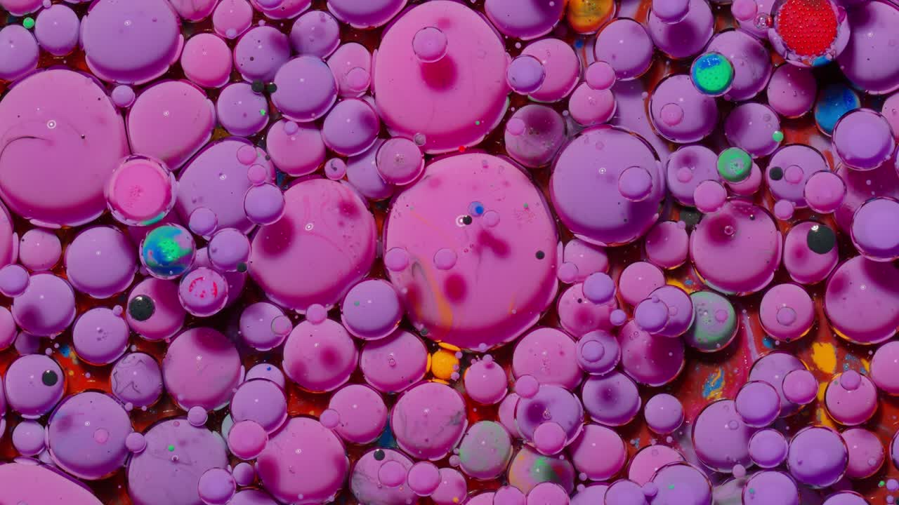 Abstract Liquid Art with Purple and Pink Bubbles