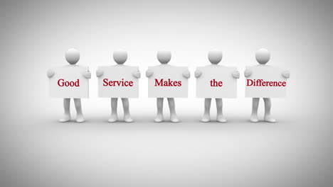 caracteres blancos que muestran señales que dicen buen servicio hace la diferencia