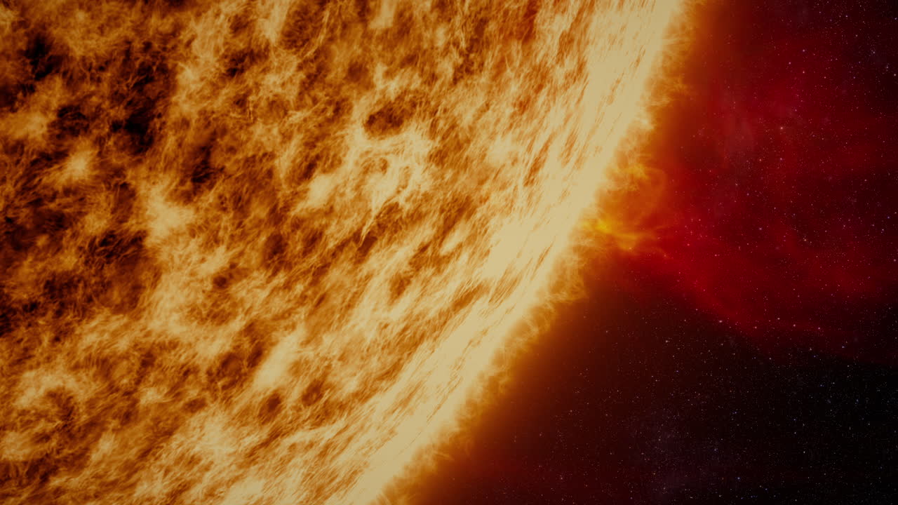 Intense solar flare bursts from the sun’s fiery surface, unleashing a breathtaking torrent of coronal particles that cascade into the vast cosmic expanse