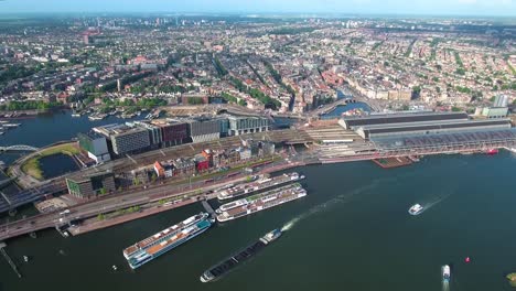 city aerial view over amsterdam