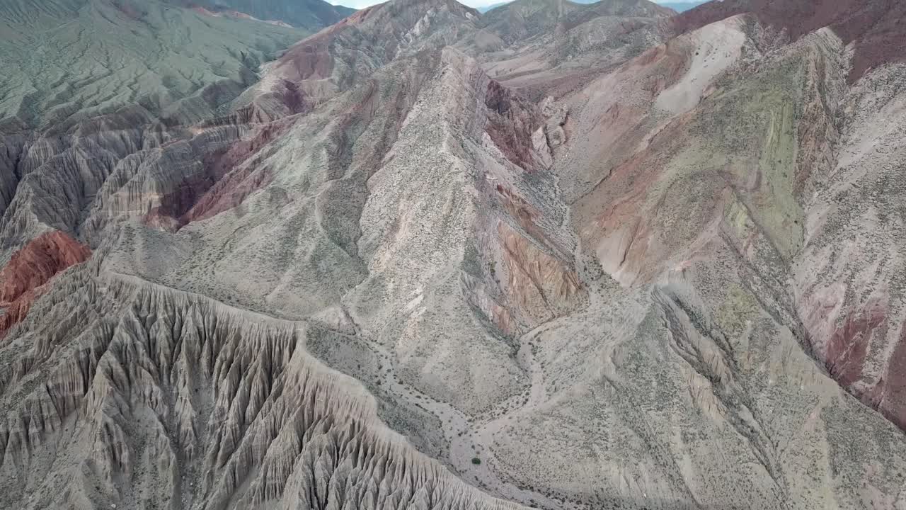 Aerial View of Grey and Red Hills in Quebrada de Purmamarca, Jujuy Province, Argentina
