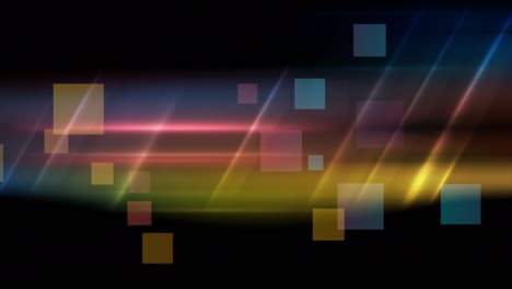 colorful glowing geometric art motion background with squares