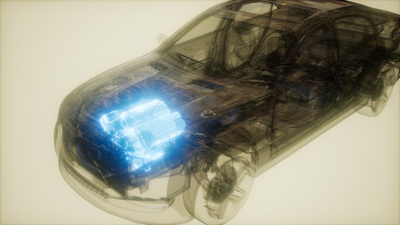 자동차 엔진이 자동차에서 보입니다.