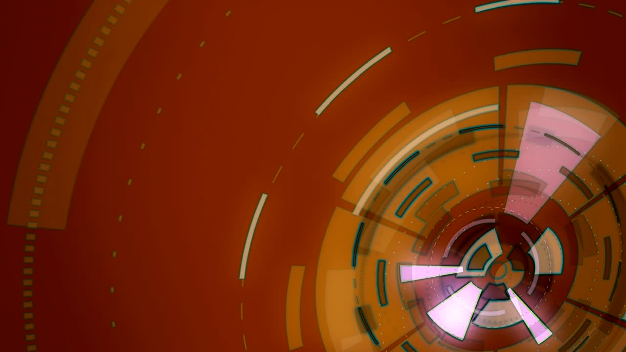 빨간색 추상적인 둥근 애니메이션, 하이테크 배경과 원, 미래의 sf 후드 효과.