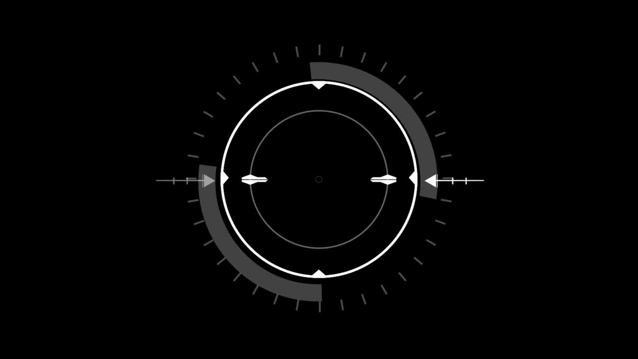 White HUD Circle User interface on isolated black background. Target searching scope and scanning element theme. Digital UI and Sci-fi circular. 4K motion graphic footage video