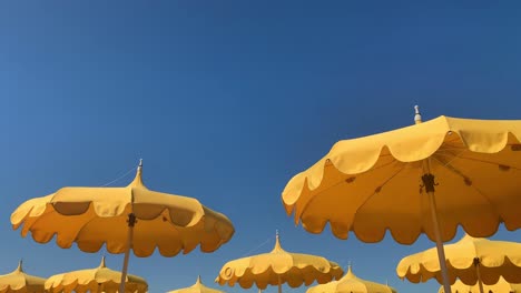 Gelbe-Regenschirme-Und-Blauer-Himmel