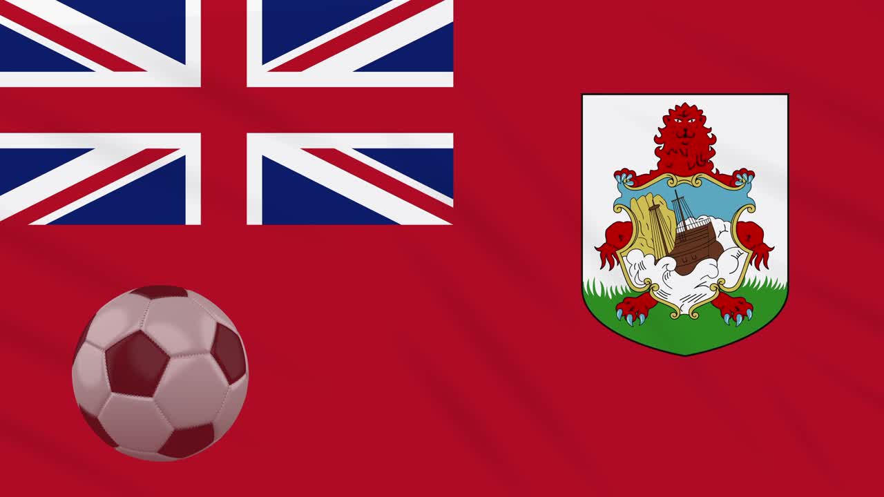 버뮤다 발이 흔들리고 축구공이 회전하고, 루프