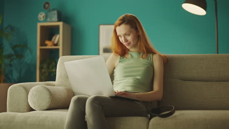 caucasian woman working remotely