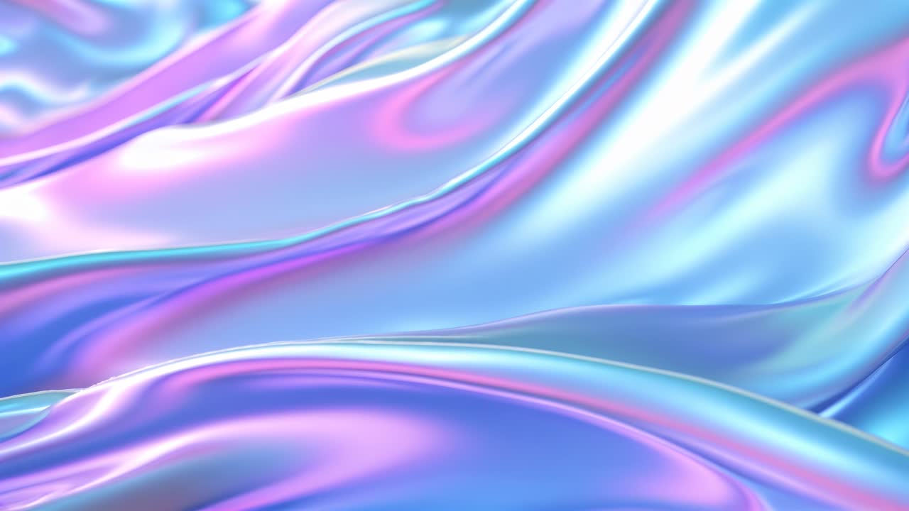 A mesmerizing close-up video of iridescent, flowing fabric in pastel hues, capturing a fluid, dreamy
