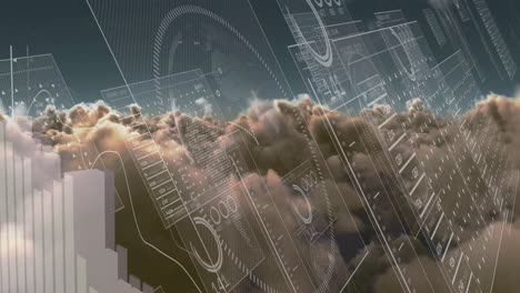 Animation-Der-Schnittstelle-Zur-Datenverarbeitung-Vor-Wolken-Am-Himmel