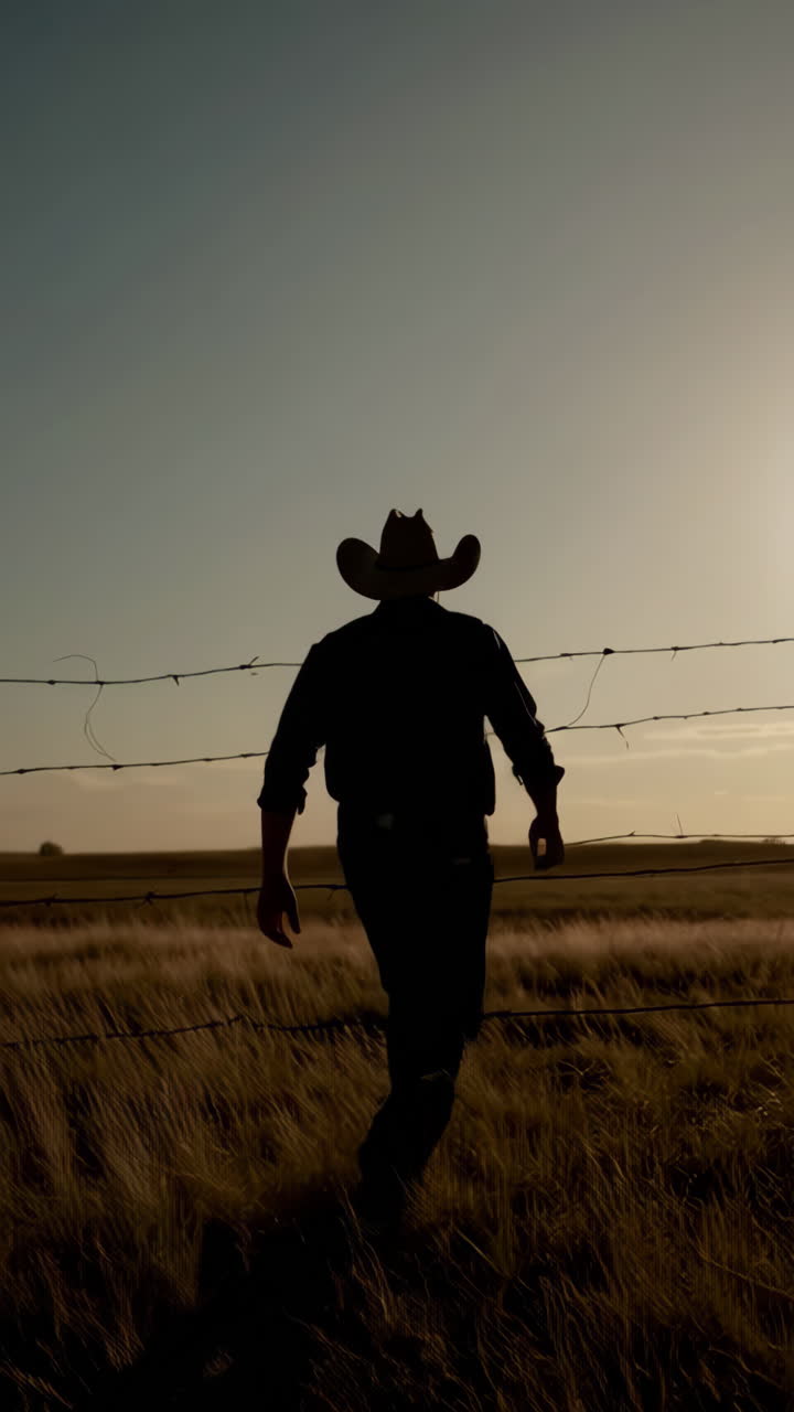 해가 지는 카우보이 실루