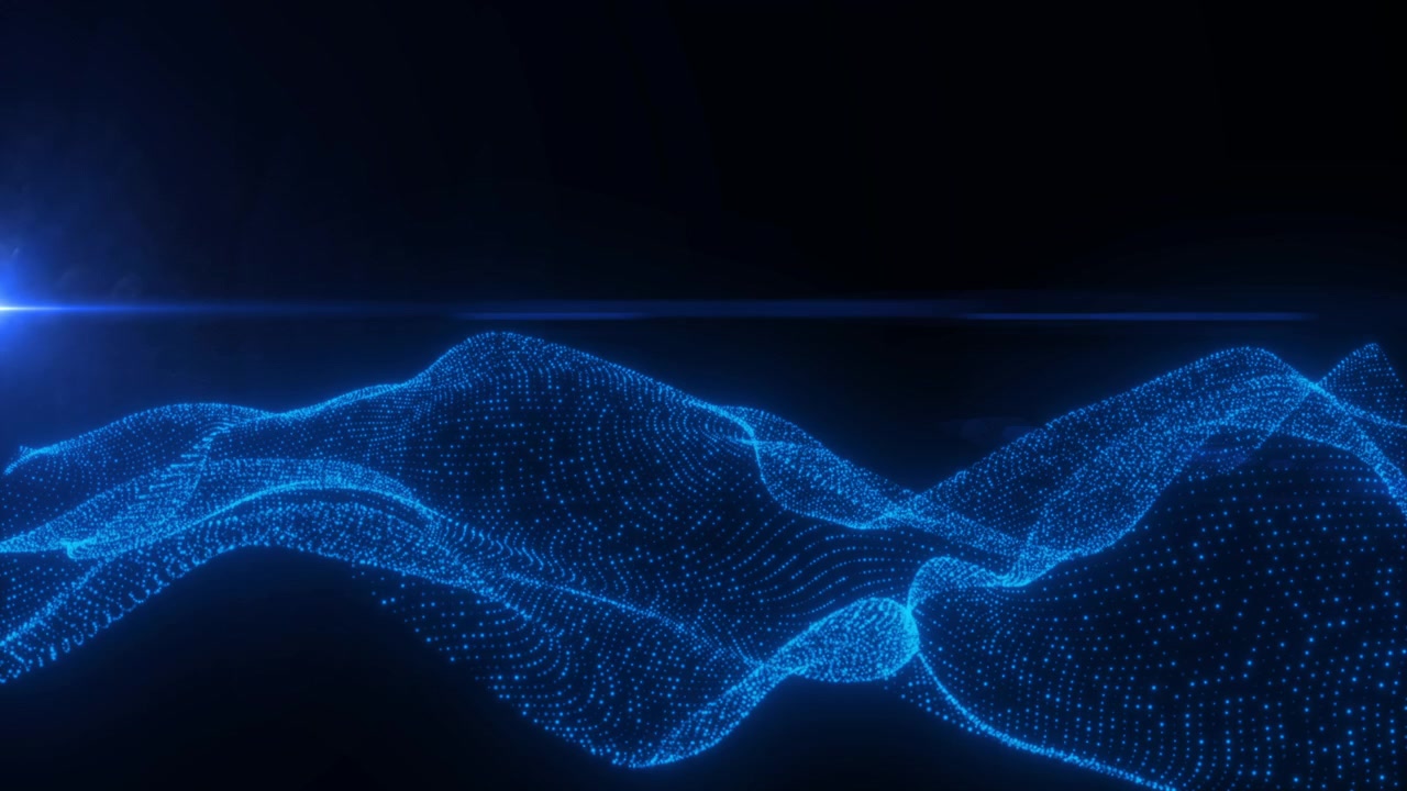 Abstract Blue Digital Particle Wave Motion Background