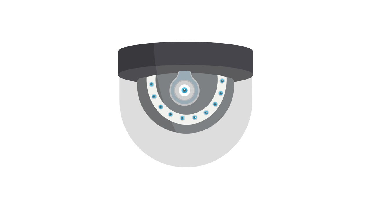 Animated Dome Security Camera Assembling and Disappearing