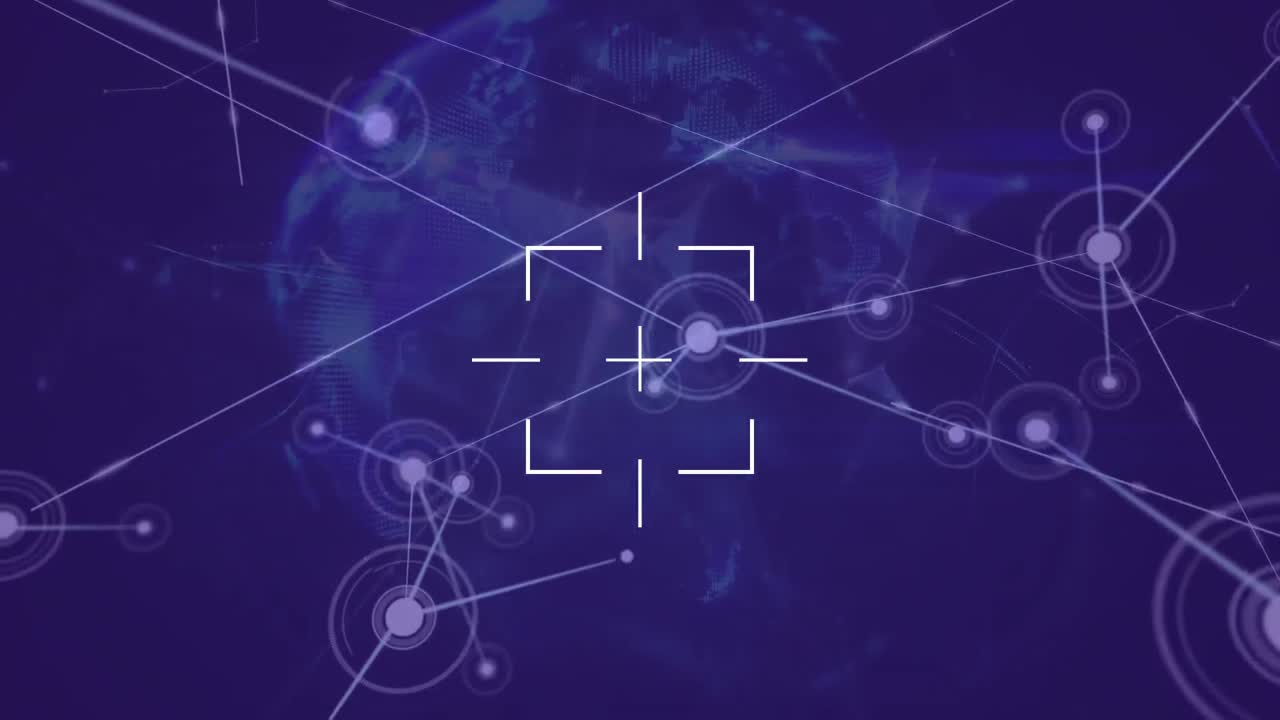 Animation of human brain, network of connections on purple background