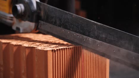 cutting brick with electric saw