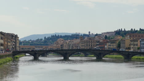 Scenic-view-of-Florence-with-historical-bridge-over-river