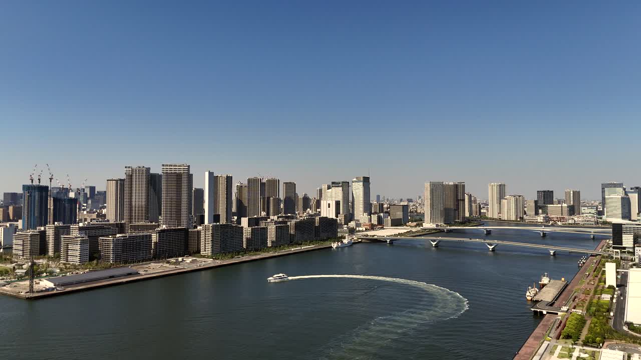 Tokyo, Japan, Skyline with yacht