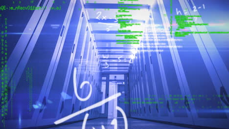Animation of mathematical equations and data processing over server room