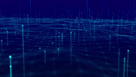 animated plexus structure displays dynamic pattern lines rising particles flowing digital mesh