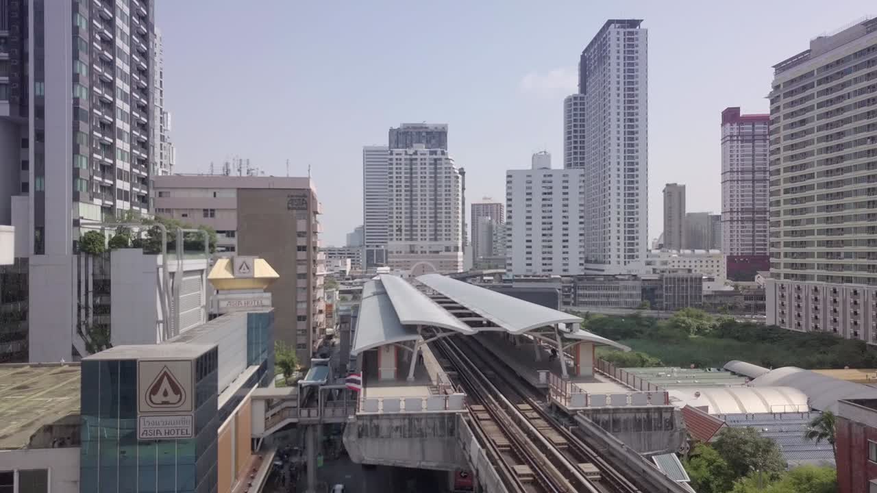 bangkok, ratchathewi, visita aérea por drone 4k