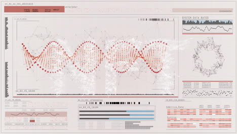 animation of data processing and shapes over dna strand