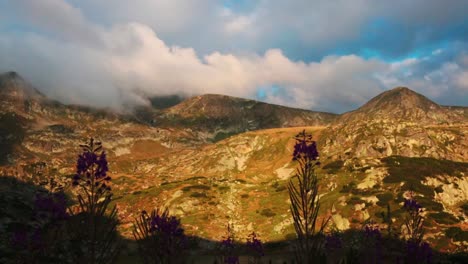 view of mountains during the golden hour with clouds