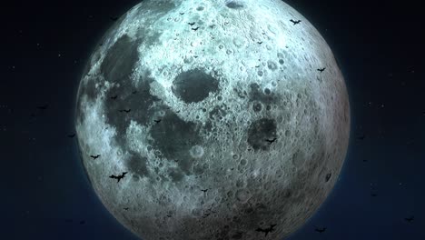 gran luna y murciélagos en la medianoche de halloween [loop]