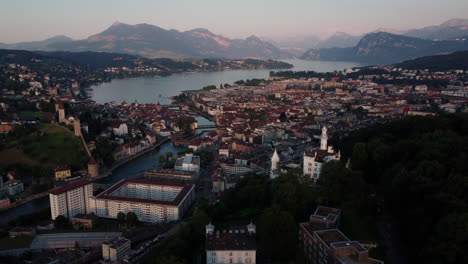 drone view of the historic core of lucern