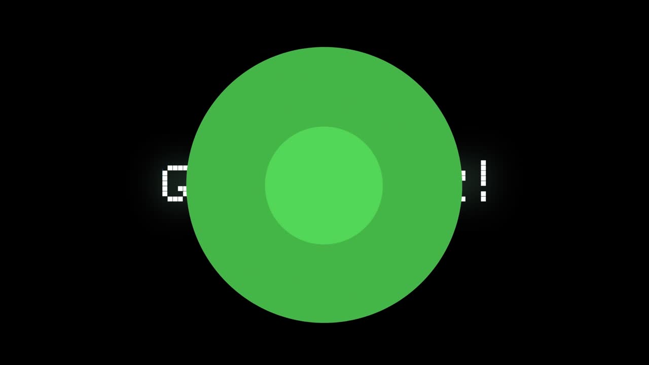 Animation of game over text and green circle over green lights