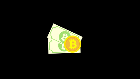 Bitcoin--Und-Dollar-Münzen-Symbolschleife,-Bewegungsgrafikvideo,-Transparenter-Hintergrund-Mit-Alphakanal.