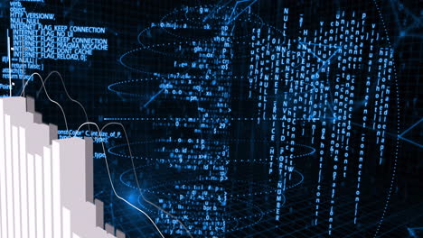 animation of data processing and diagrams over shapes moving