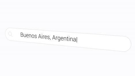 Escribiendo-Buenos-Aires,-Argentina-En-El-Cuadro-De-Búsqueda---Widget-De-Computadora---Ciudad-Capital-Cosmopolita