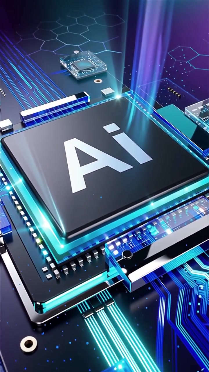 Futuristic AI Chip Motherboard Technology Background